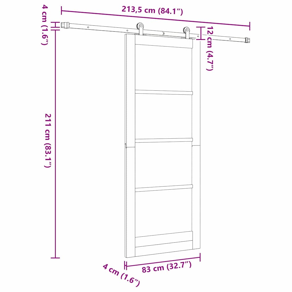Csúszó ajtó ORKDAL Fehér 83 x 211 cm Tömör fenyőfa és üveg