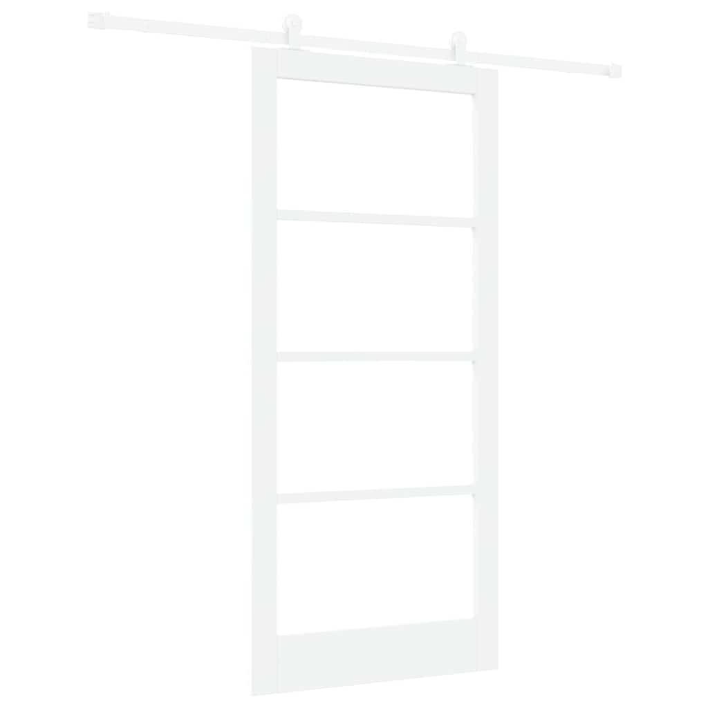 Csúszó ajtó ORKDAL Fehér 93 x 202 cm Tömör fenyőfa és üveg