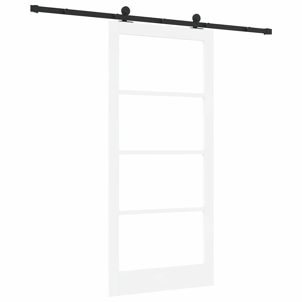Csúszó ajtó ORKDAL Fehér 93 x 202 cm Tömör fenyőfa és üveg