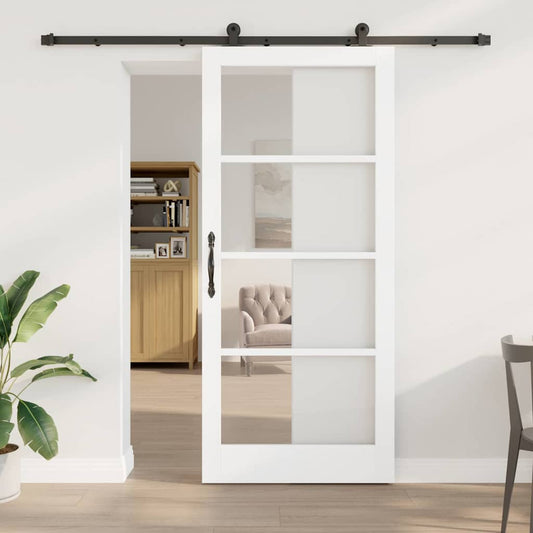 Csúszó ajtó ORKDAL Fehér 93 x 211 cm Tömör fenyőfa és üveg