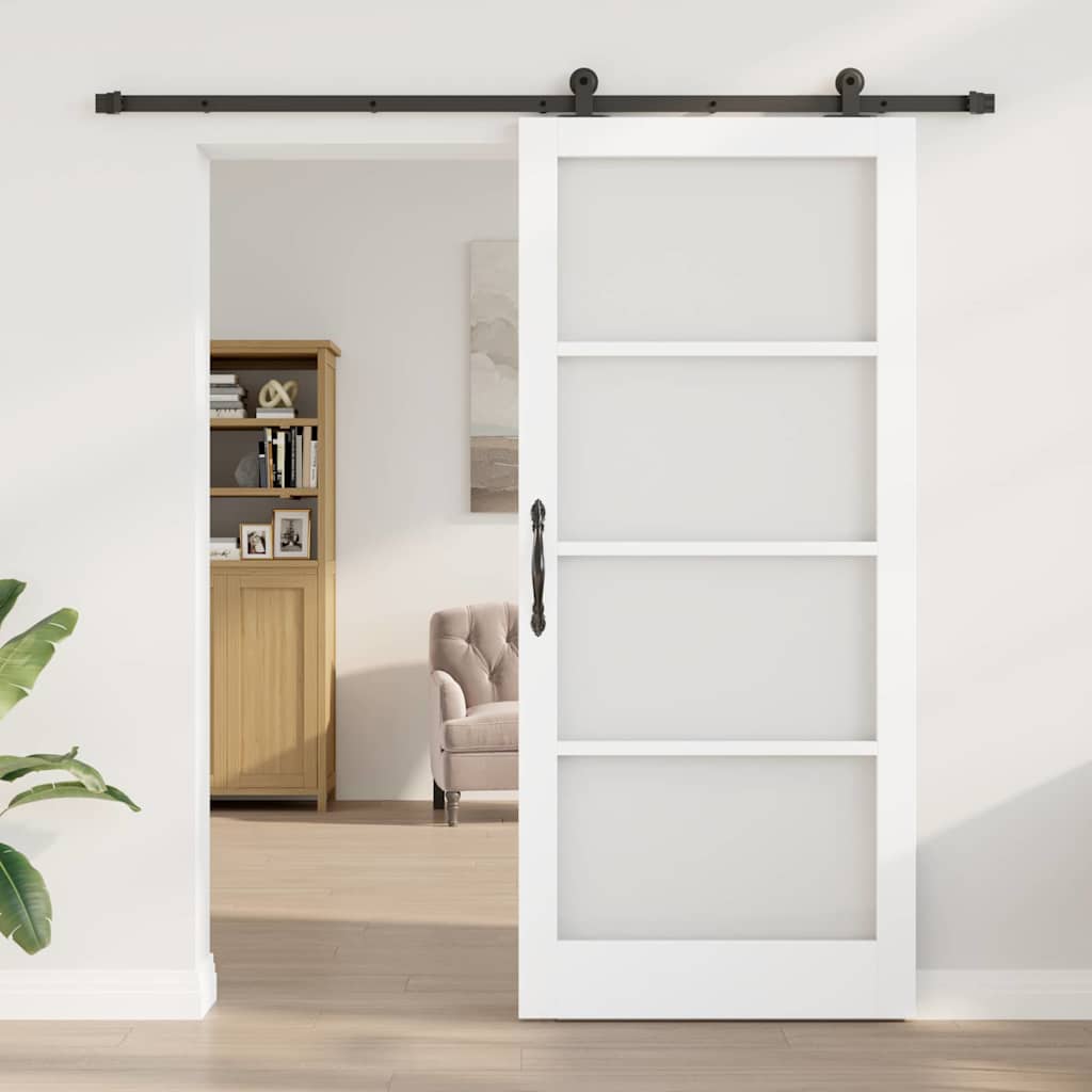 Csúszó ajtó ORKDAL Fehér 93 x 211 cm Tömör fenyőfa és üveg