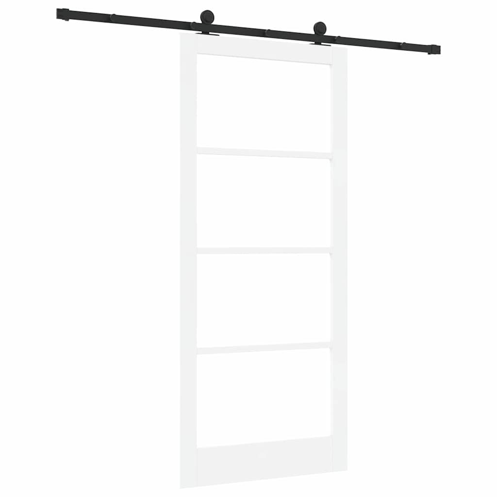 Csúszó ajtó ORKDAL Fehér 93 x 211 cm Tömör fenyőfa és üveg