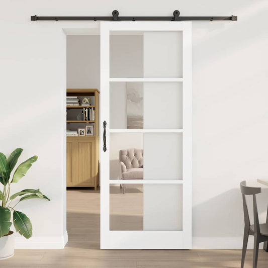 Csúszó ajtó ORKDAL Fehér 93 x 232 cm Tömör fenyőfa és üveg