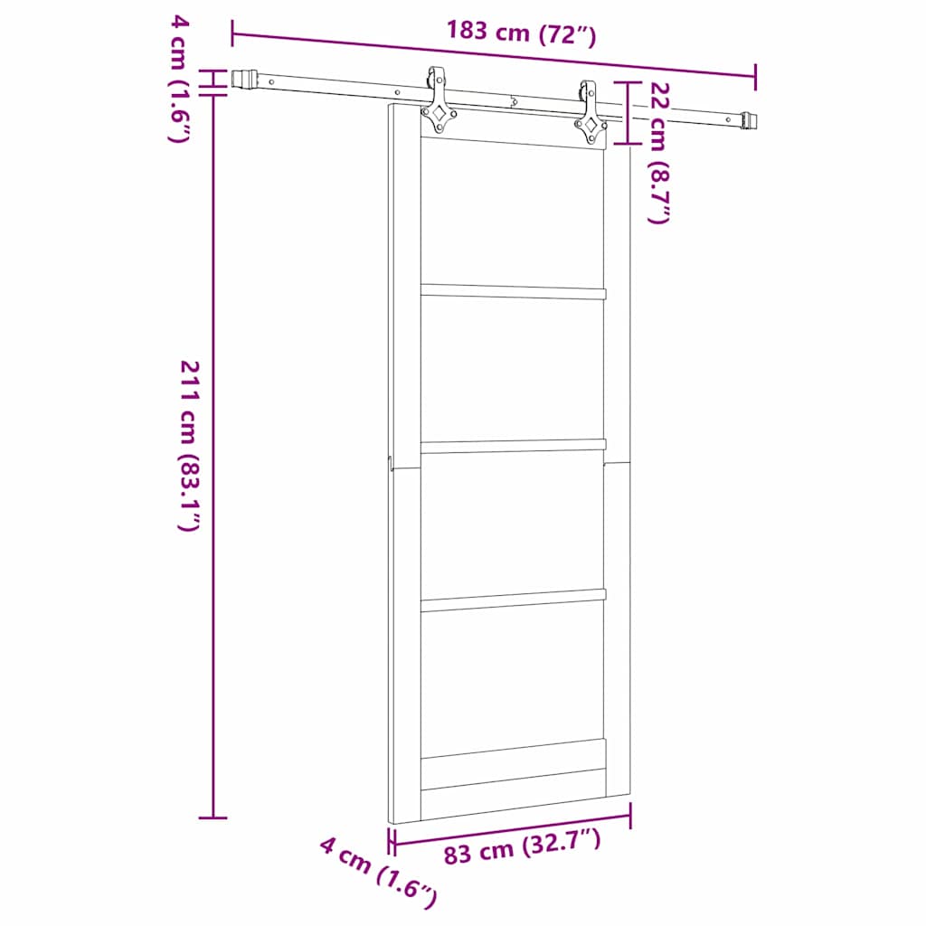 Csúszó ajtó ORKDAL Fehér és fekete 83 x 211 cm