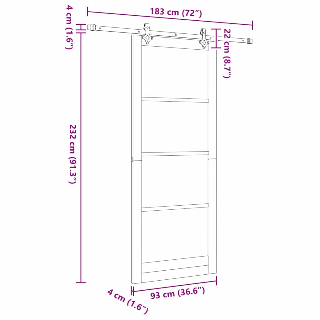 Csúszó ajtó ORKDAL Fehér és fekete 93 x 232 cm