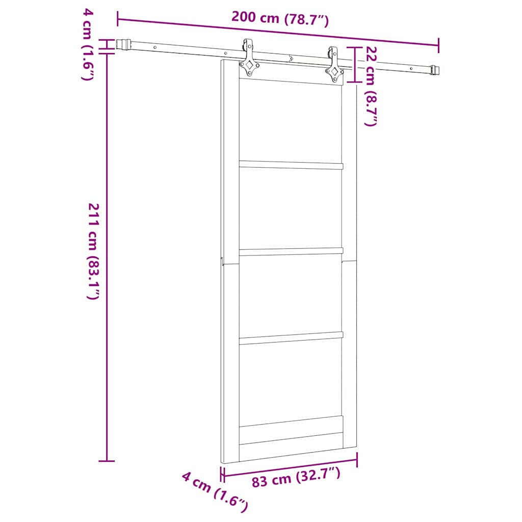 Csúszó ajtó ORKDAL Fehér és fekete 83 x 211 cm