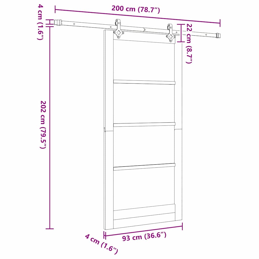 Csúszó ajtó ORKDAL Fehér és fekete 93 x 202 cm