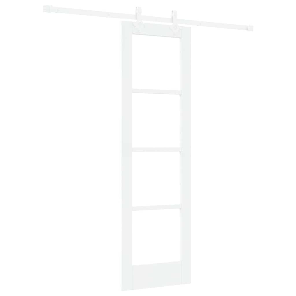 Csúszó ajtó Fehér 61 x 198,5 cm Tömör fenyőfa és üveg