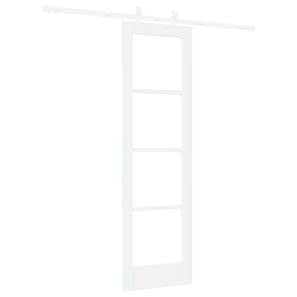 Csúszó ajtó Fehér 61 x 198,5 cm Tömör fenyőfa és üveg