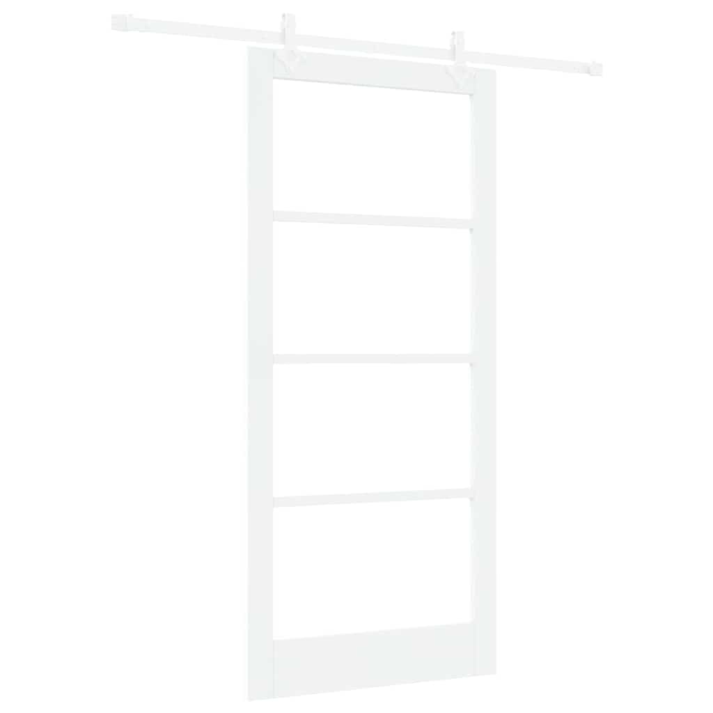 Csúszó ajtó Fehér 93 x 202 cm Tömör fenyőfa és üveg