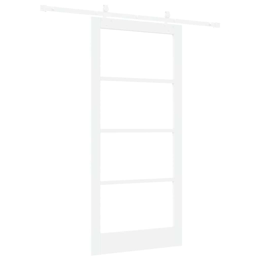 Csúszó ajtó Fehér 93 x 202 cm Tömör fenyőfa és üveg