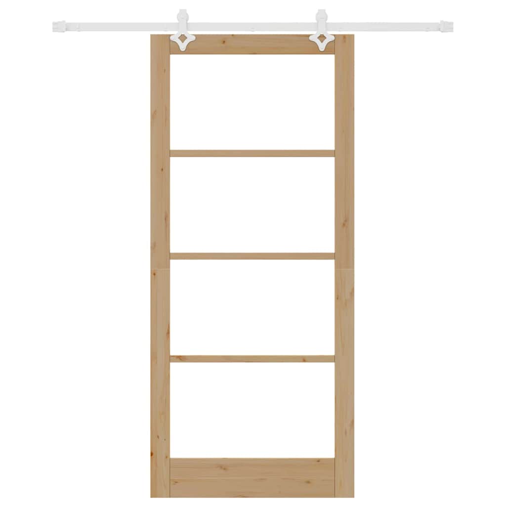Csúszó ajtó Természetes 93 x 211 cm Tömör fenyőfa és üveg