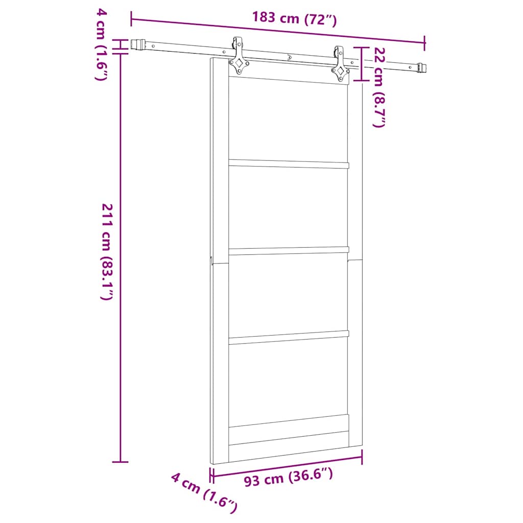 Csúszó ajtó Természetes 93 x 211 cm Tömör fenyőfa és üveg