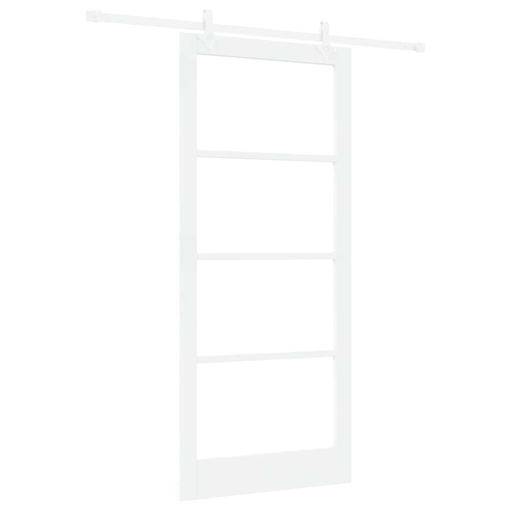 Csúszó ajtó Fehér 93 x 211 cm Tömör fenyőfa és üveg
