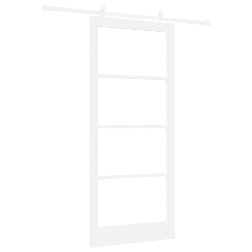 Csúszó ajtó Fehér 93 x 211 cm Tömör fenyőfa és üveg