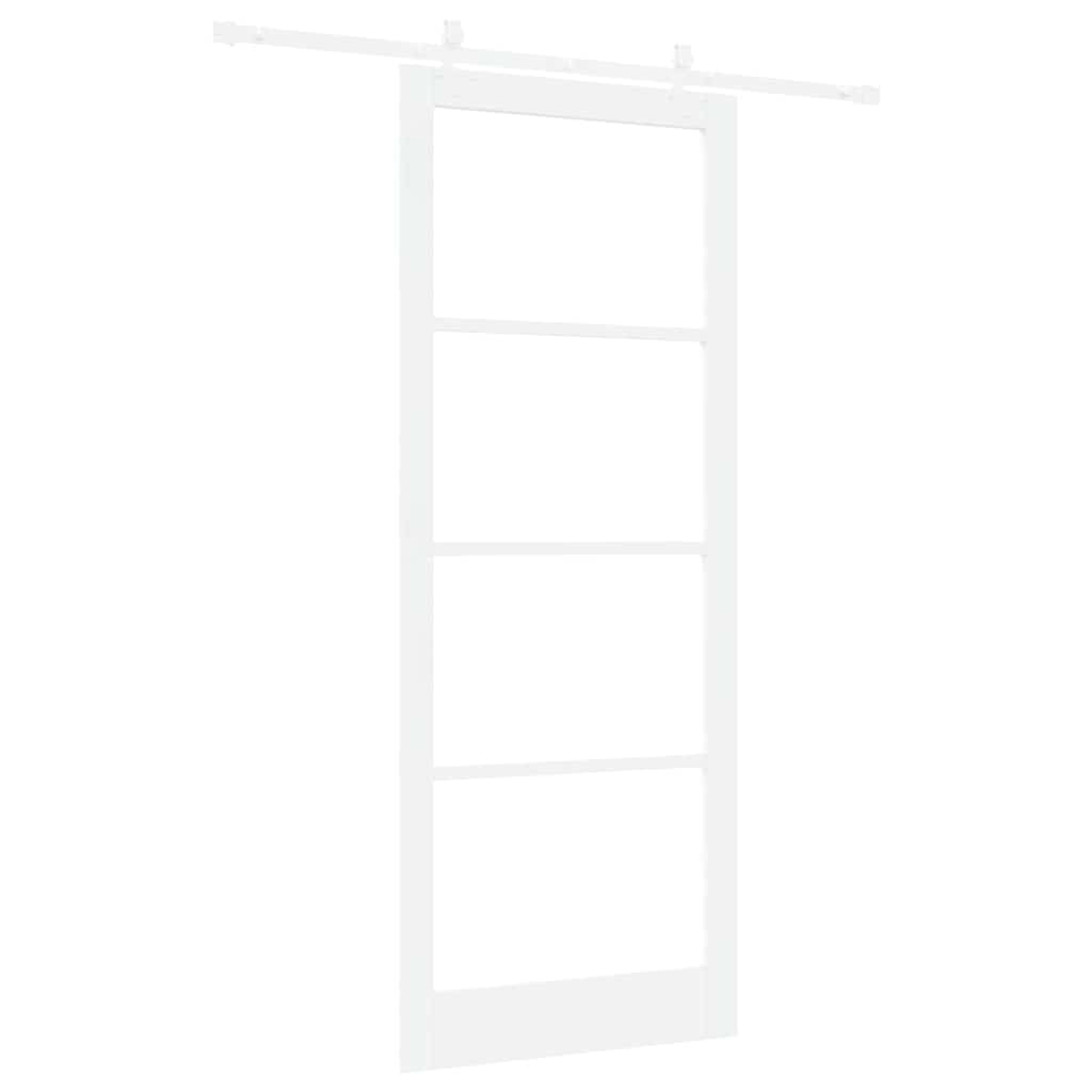 Csúszó ajtó Fehér 93 x 232 cm Tömör fenyőfa és üveg