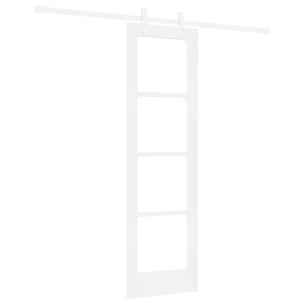 Csúszó ajtó Fehér 61 x 198,5 cm Tömör fenyőfa és üveg
