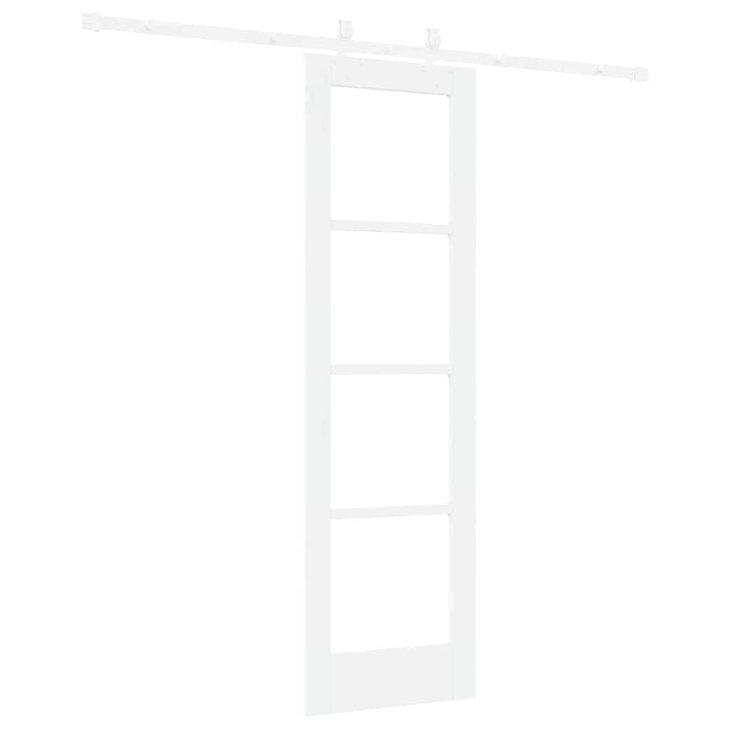 Csúszó ajtó Fehér 61 x 198,5 cm Tömör fenyőfa és üveg