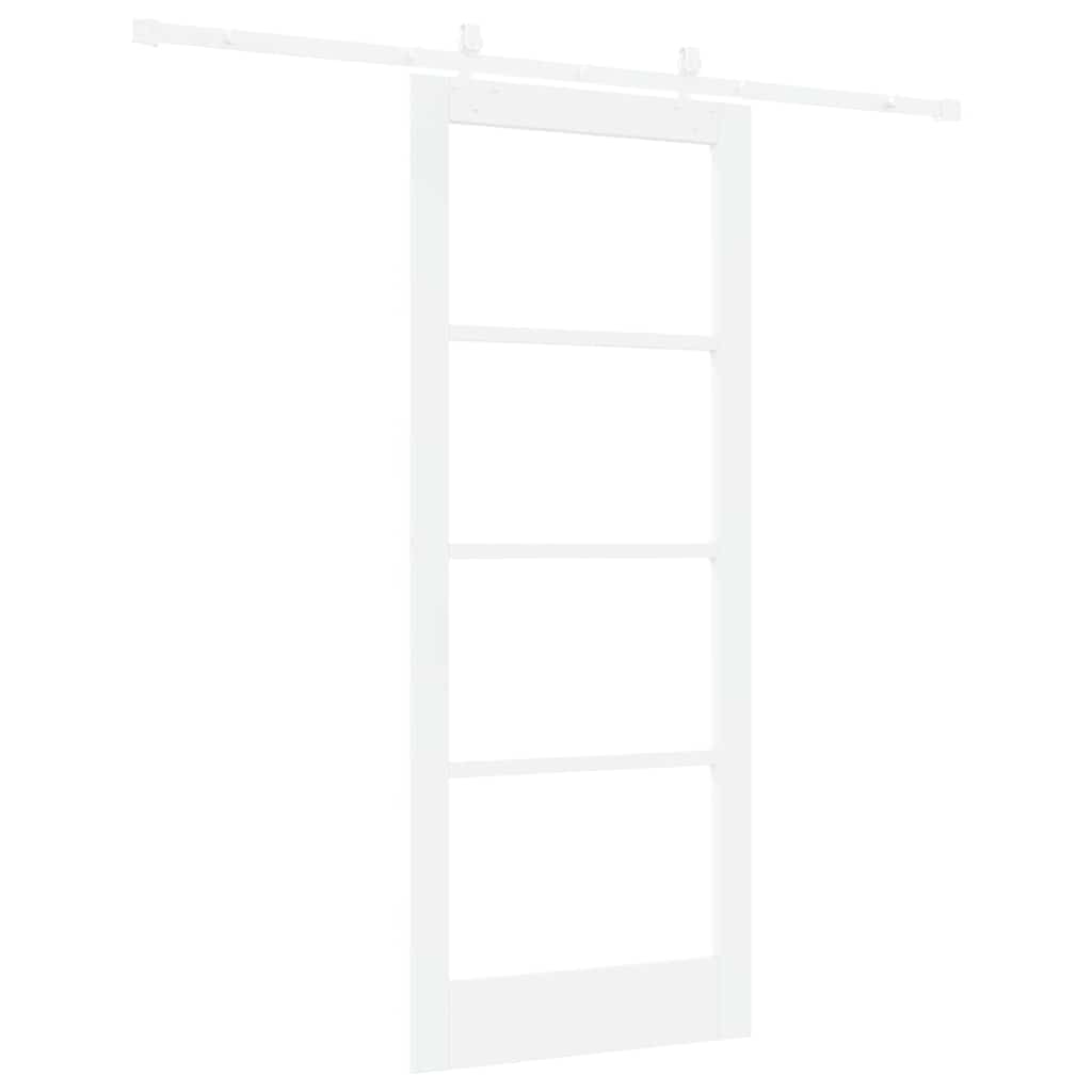 Csúszó ajtó Fehér 83 x 202 cm Tömör fenyőfa és üveg