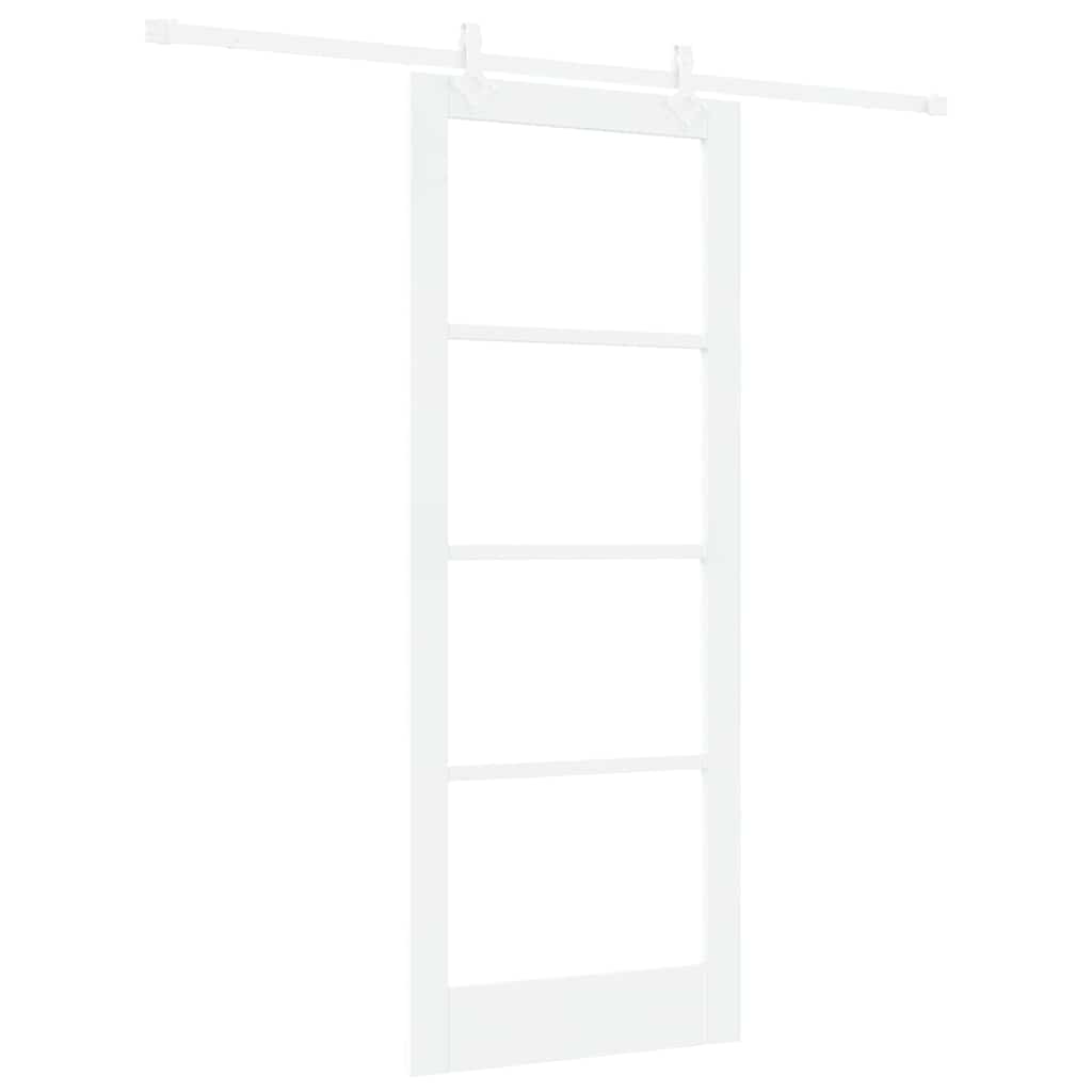 Csúszó ajtó Fehér 83 x 211 cm Tömör fenyőfa és üveg