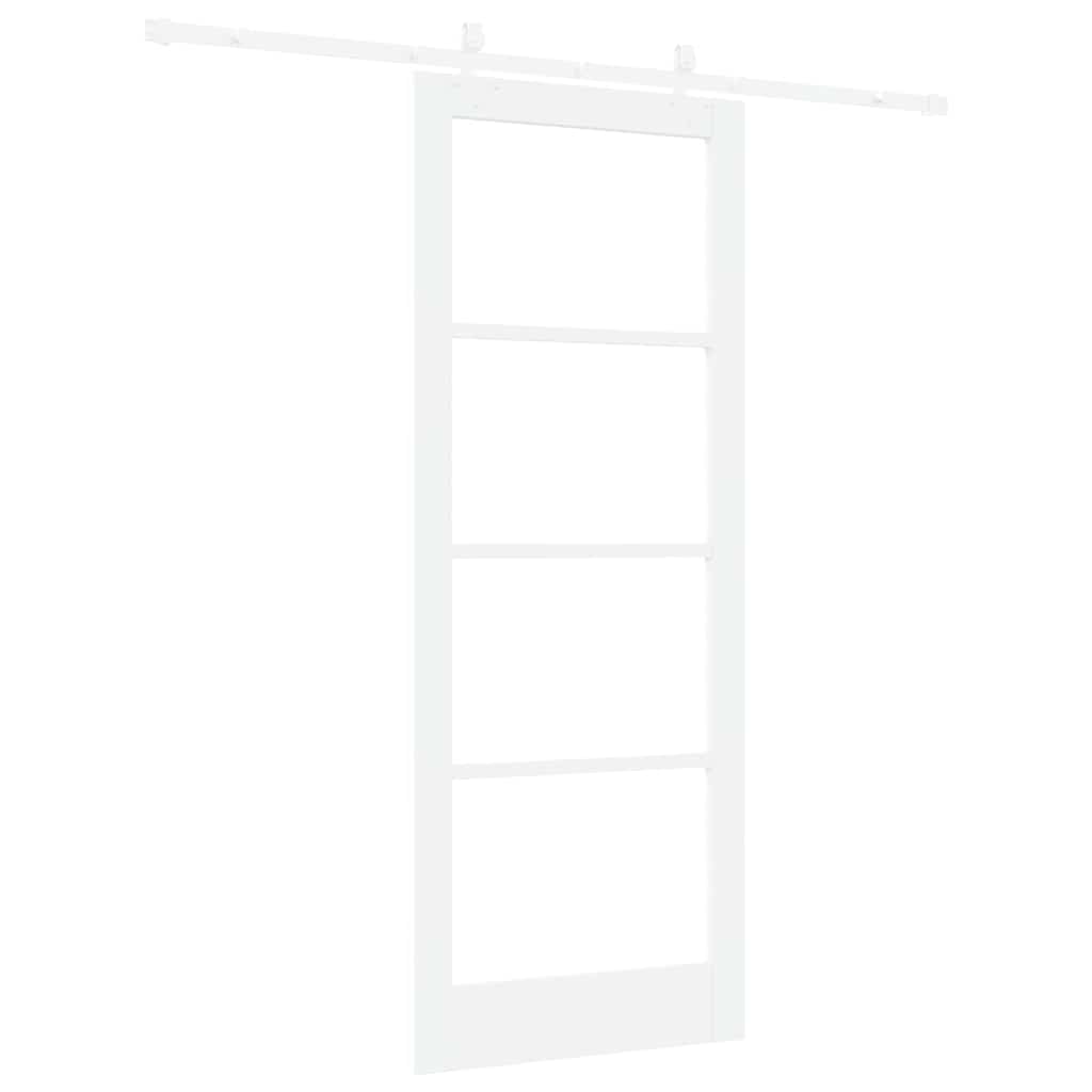 Csúszó ajtó Fehér 83 x 211 cm Tömör fenyőfa és üveg