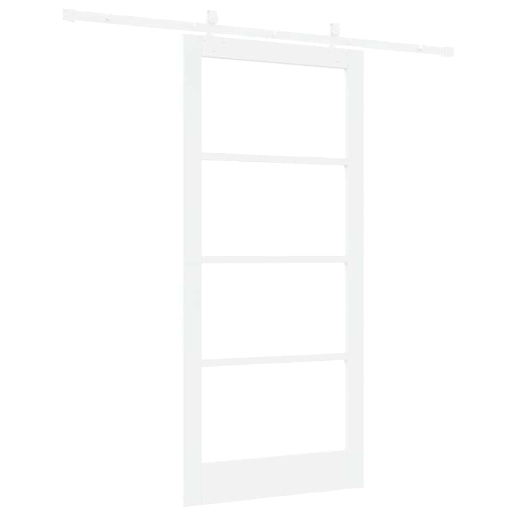 Csúszó ajtó Fehér 93 x 202 cm Tömör fenyőfa és üveg