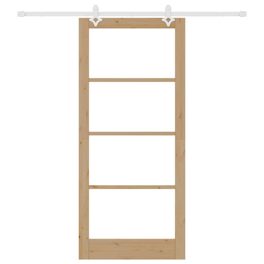 Csúszó ajtó Természetes 93 x 211 cm Tömör fenyőfa és üveg