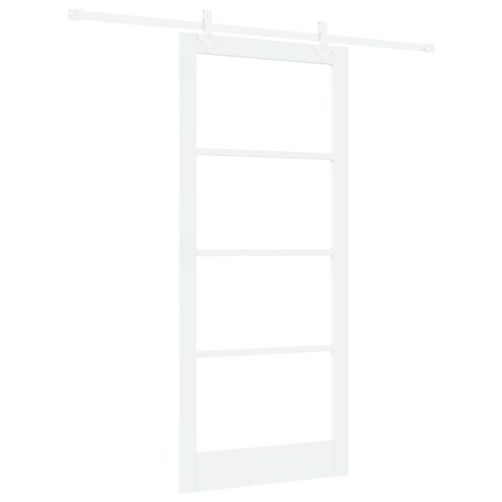 Csúszó ajtó Fehér 93 x 211 cm Tömör fenyőfa és üveg