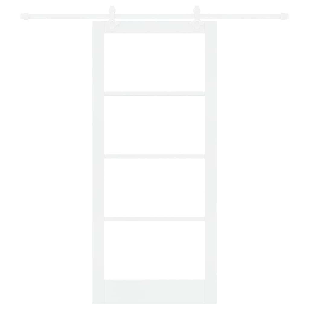 Csúszó ajtó Fehér 93 x 211 cm Tömör fenyőfa és üveg