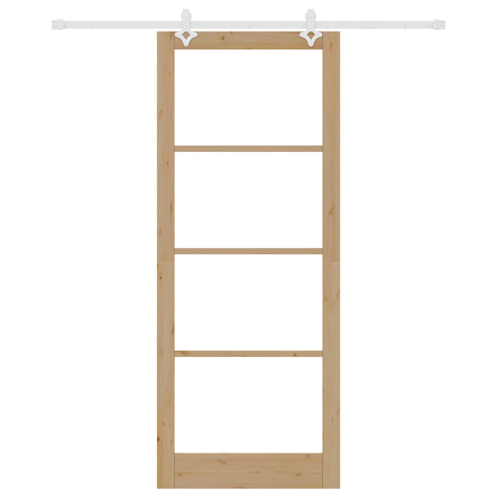 Csúszó ajtó Természetes 93 x 232 cm Tömör fenyőfa és üveg