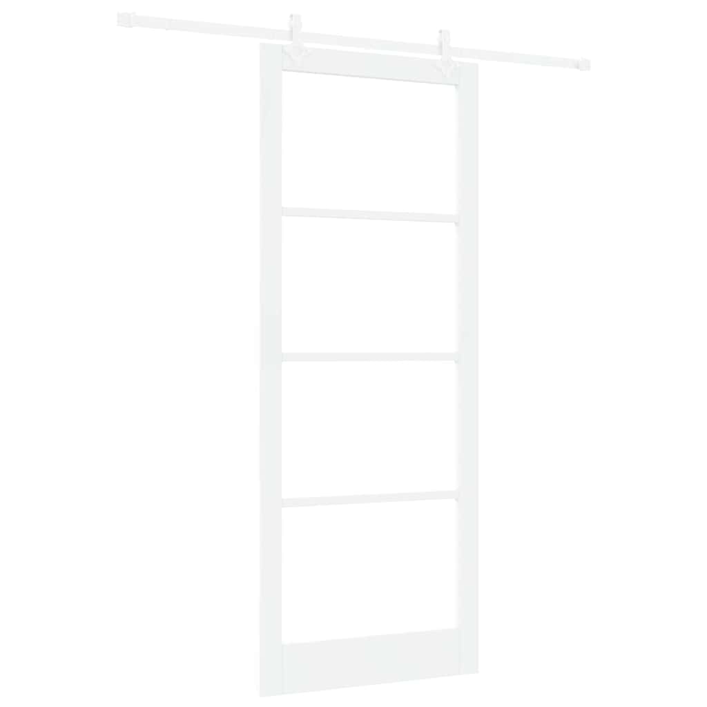 Csúszó ajtó Fehér 93 x 232 cm Tömör fenyőfa és üveg