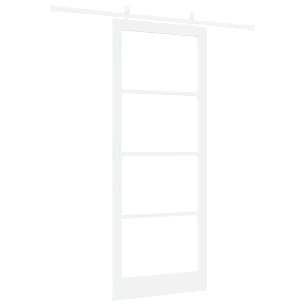 Csúszó ajtó Fehér 93 x 232 cm Tömör fenyőfa és üveg