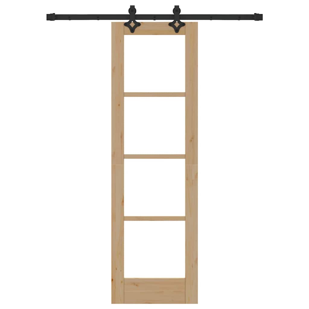 Csúszó ajtó Természetes 61 x 198,5 cm Tömör fenyőfa és üveg