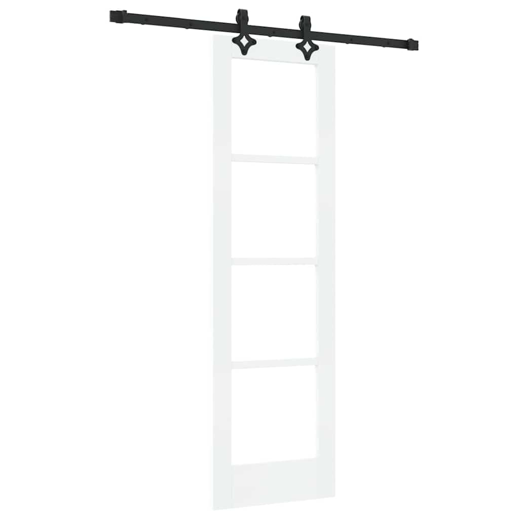 Csúszó ajtó Fehér 61 x 198,5 cm Tömör fenyőfa és üveg