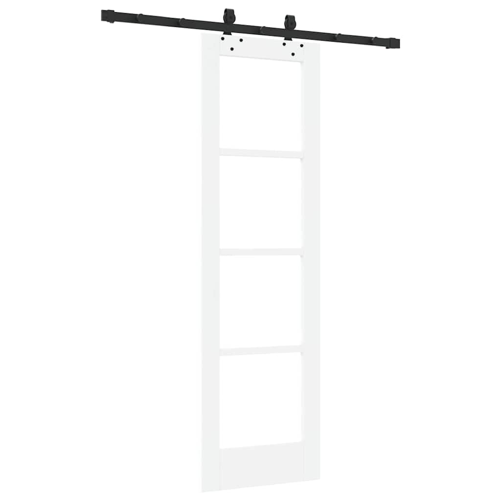 Csúszó ajtó Fehér 61 x 198,5 cm Tömör fenyőfa és üveg