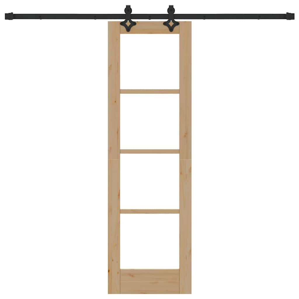 Csúszó ajtó Természetes 61 x 198,5 cm Tömör fenyőfa és üveg