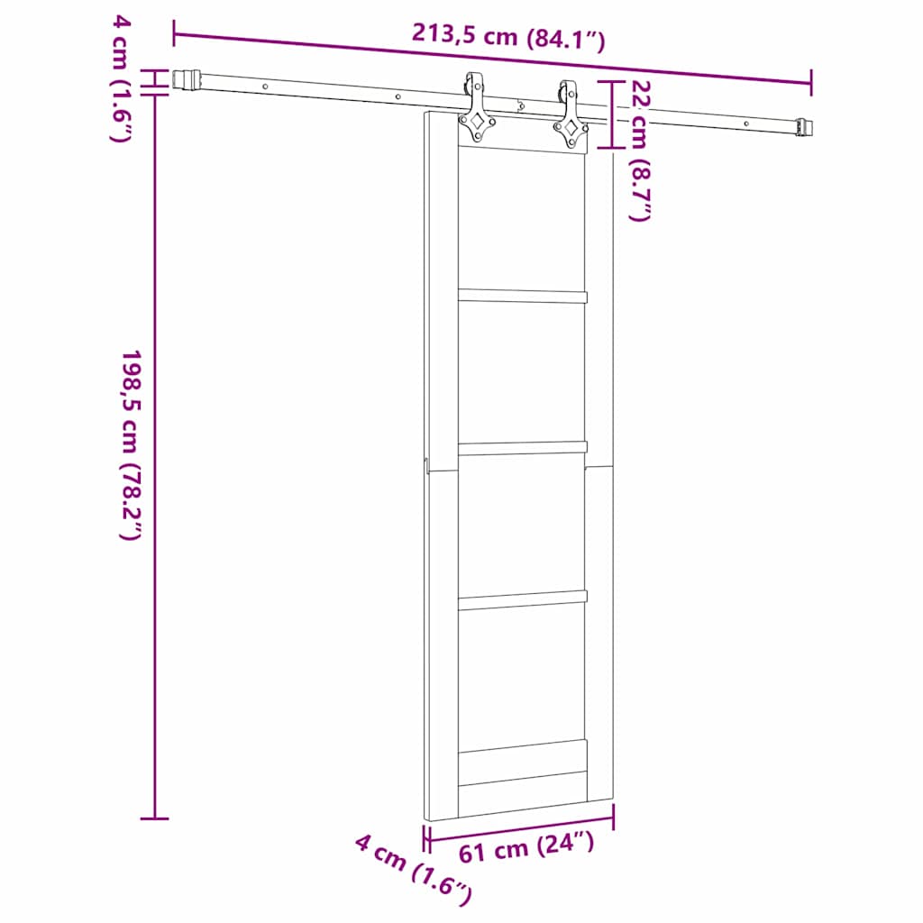 Csúszó ajtó Természetes 61 x 198,5 cm Tömör fenyőfa és üveg