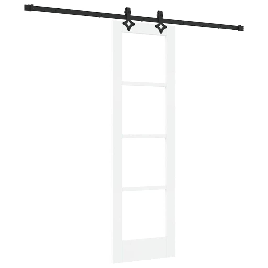 Csúszó ajtó Fehér 61 x 198,5 cm Tömör fenyőfa és üveg