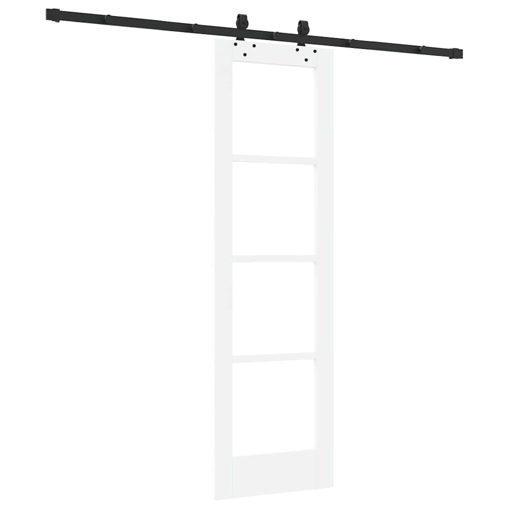 Csúszó ajtó Fehér 61 x 198,5 cm Tömör fenyőfa és üveg