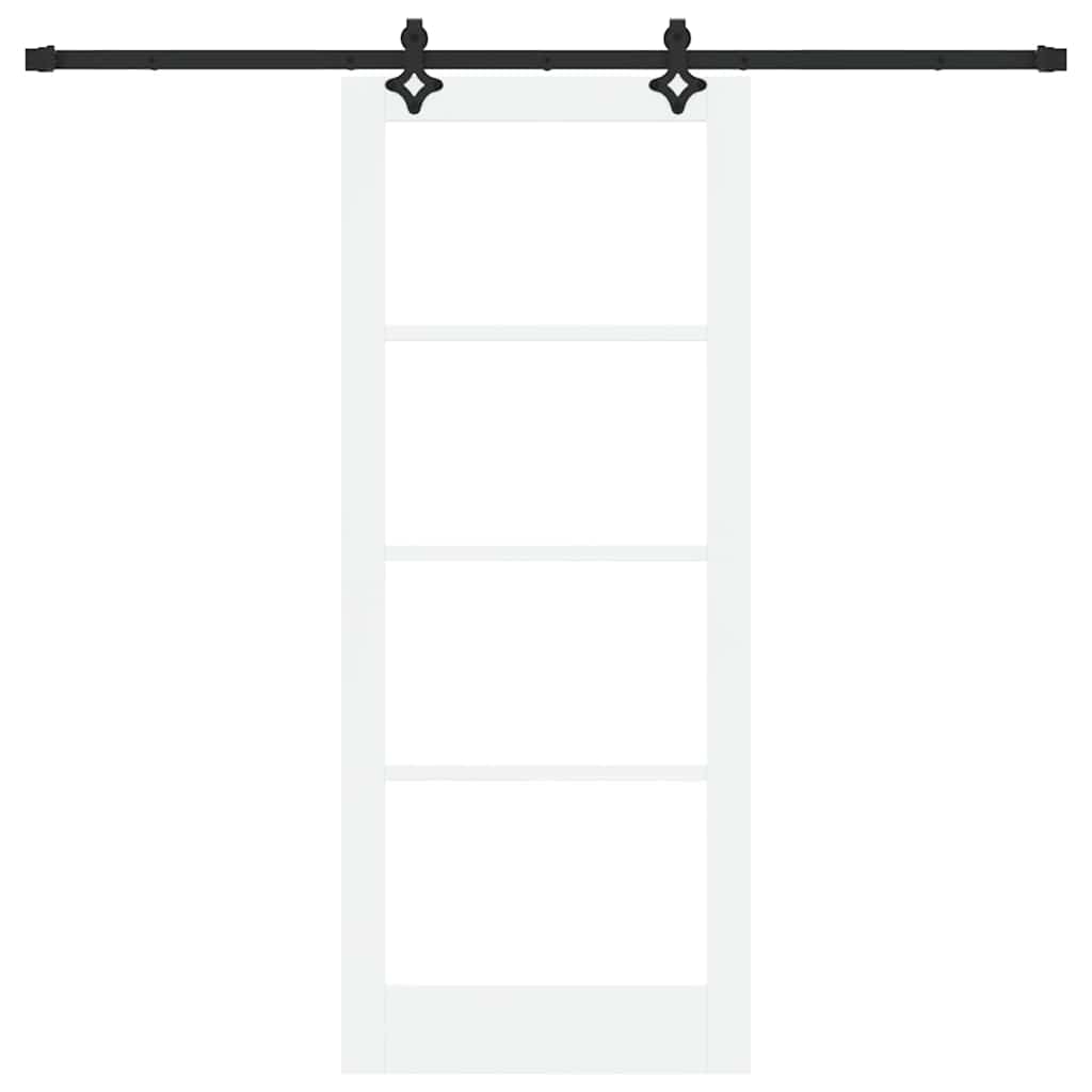 Csúszó ajtó Fehér 83 x 202 cm Tömör fenyőfa és üveg