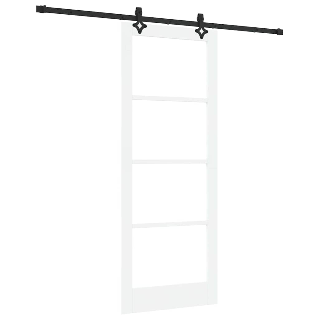 Csúszó ajtó Fehér 83 x 211 cm Tömör fenyőfa és üveg