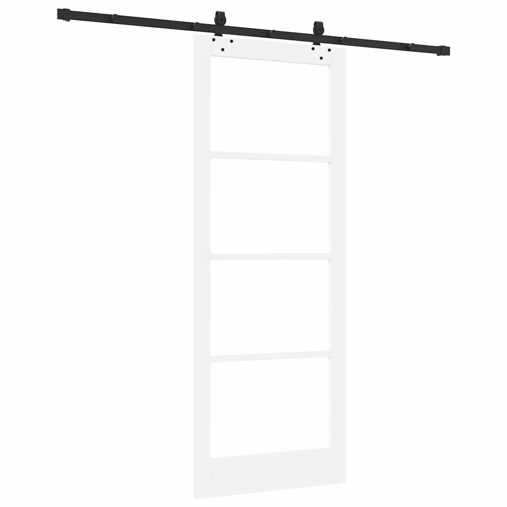 Csúszó ajtó Fehér 83 x 211 cm Tömör fenyőfa és üveg