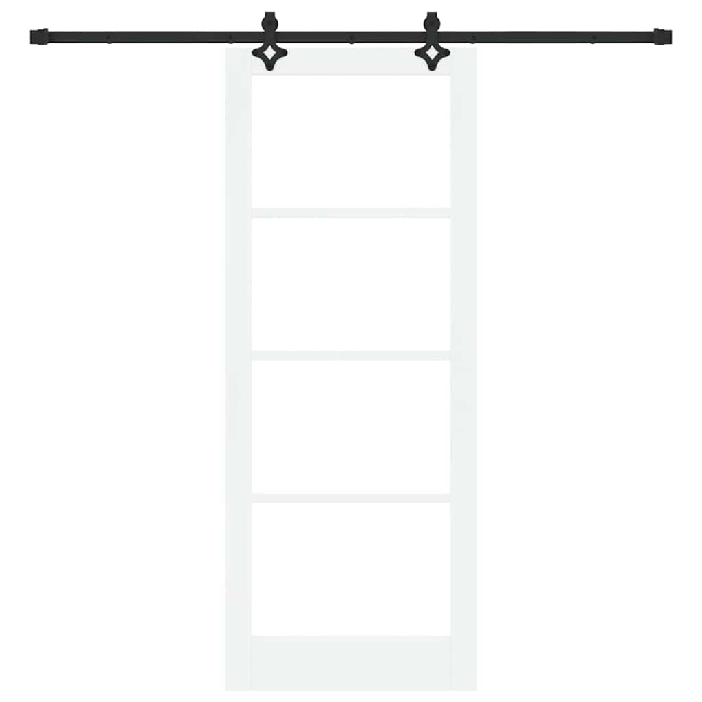 Csúszó ajtó Fehér 83 x 211 cm Tömör fenyőfa és üveg