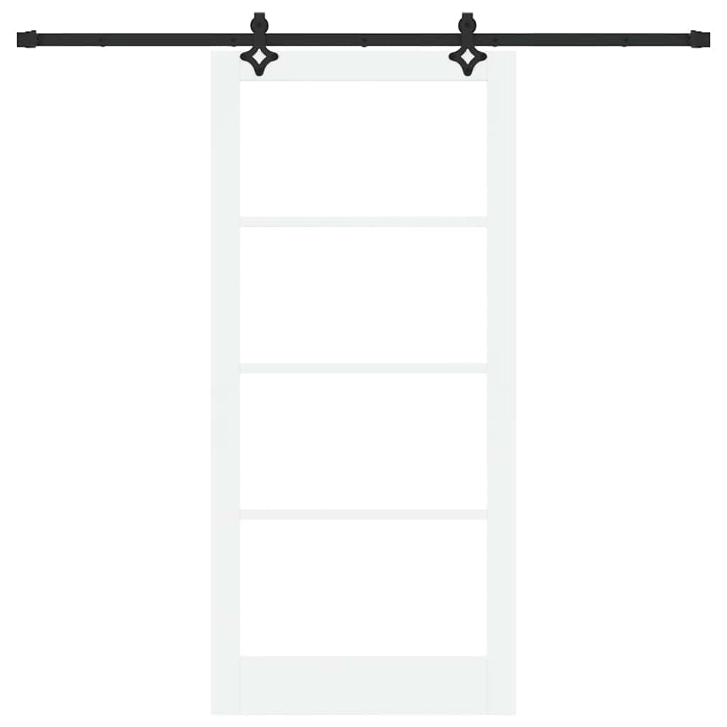 Csúszó ajtó Fehér 93 x 202 cm Tömör fenyőfa és üveg
