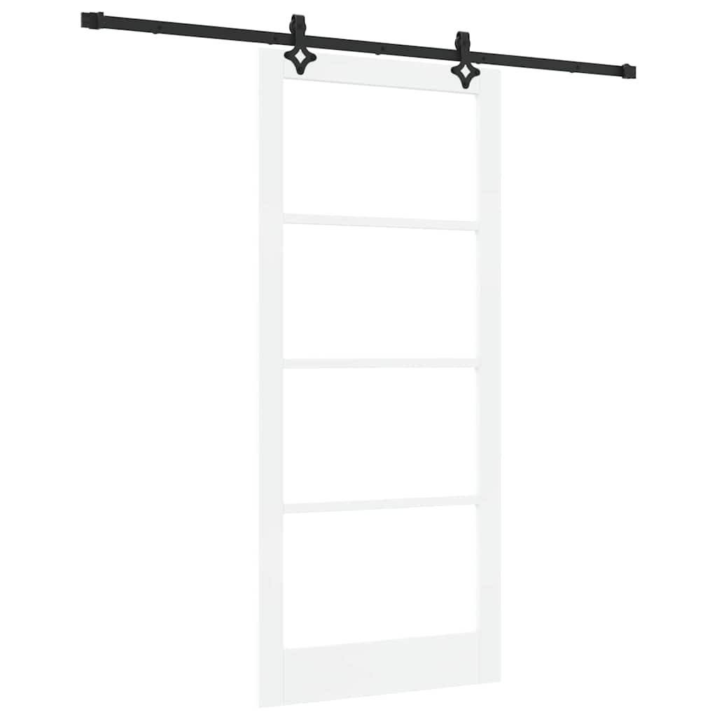 Csúszó ajtó Fehér 93 x 211 cm Tömör fenyőfa és üveg