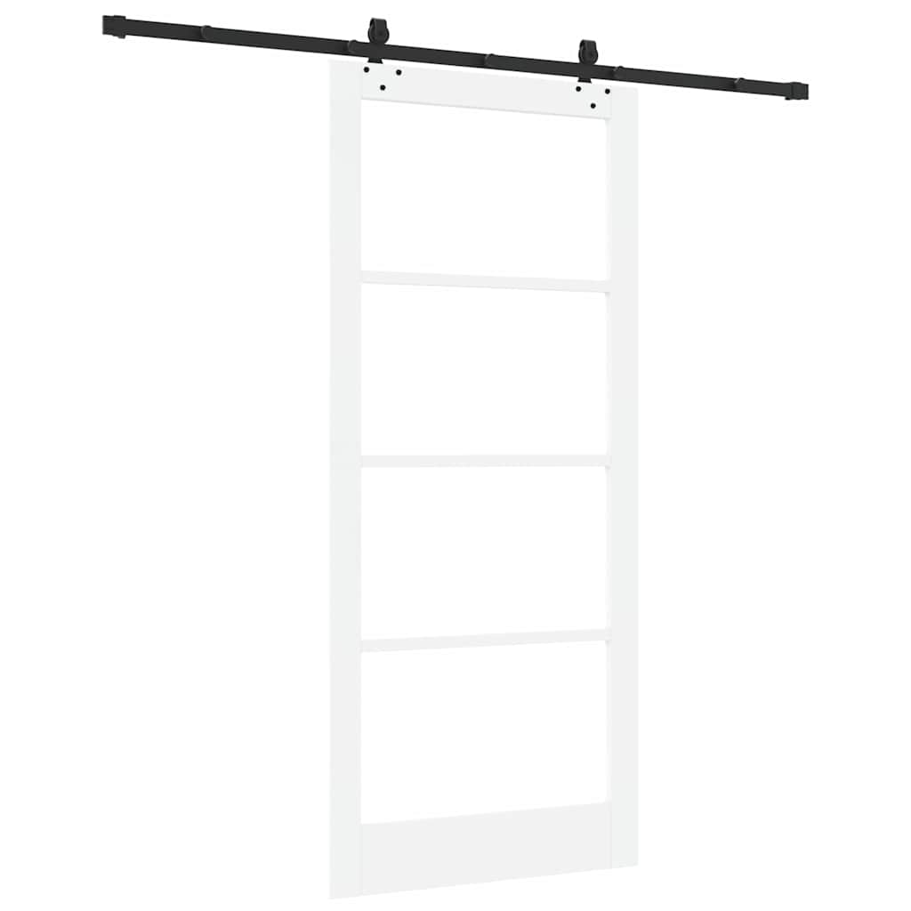 Csúszó ajtó Fehér 93 x 211 cm Tömör fenyőfa és üveg