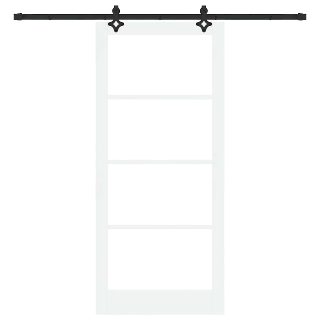 Csúszó ajtó Fehér 93 x 211 cm Tömör fenyőfa és üveg