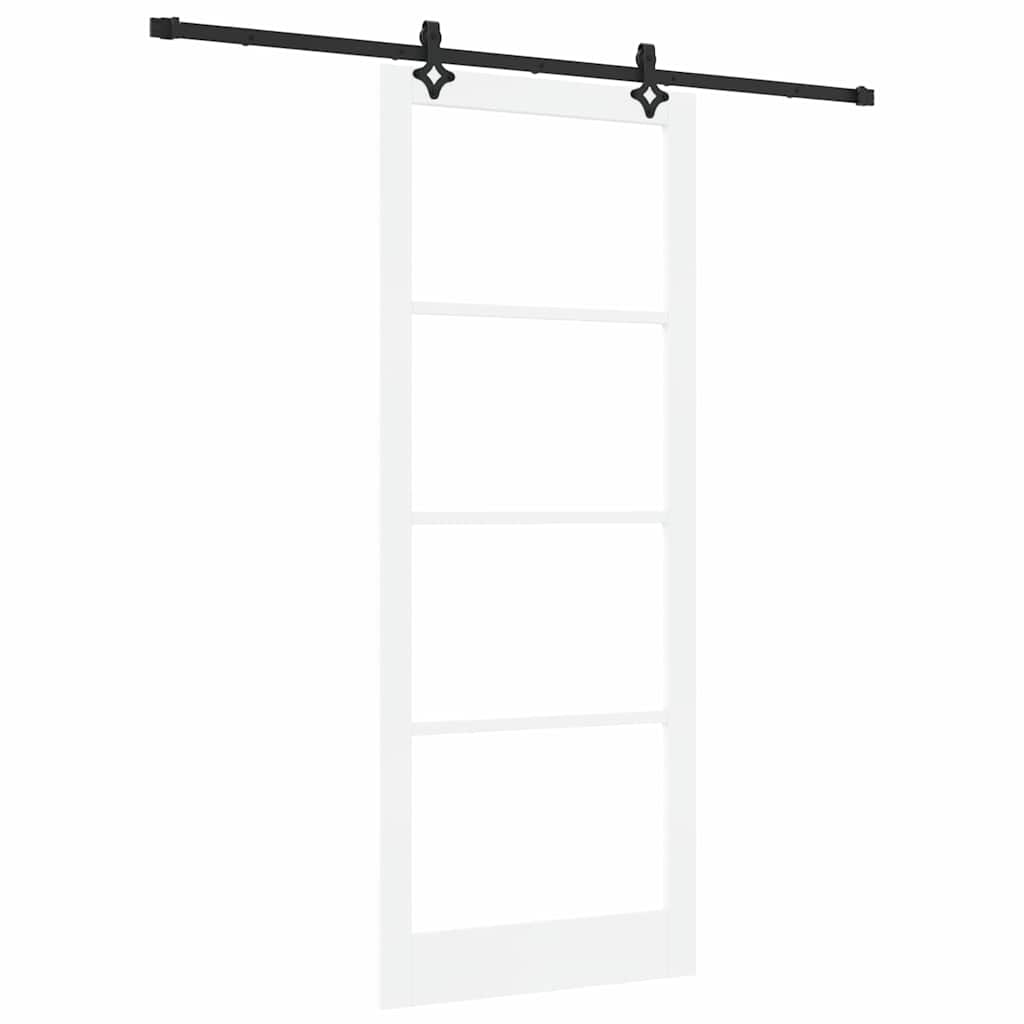Csúszó ajtó Fehér 93 x 232 cm Tömör fenyőfa és üveg