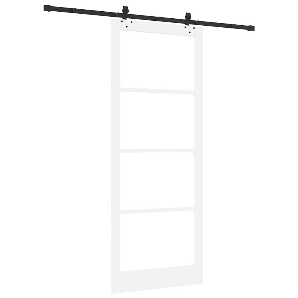 Csúszó ajtó Fehér 93 x 232 cm Tömör fenyőfa és üveg