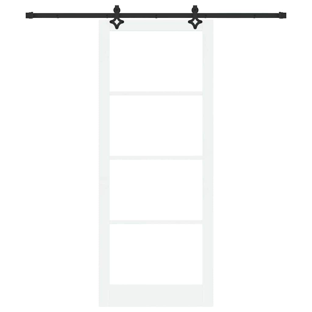 Csúszó ajtó Fehér 93 x 232 cm Tömör fenyőfa és üveg